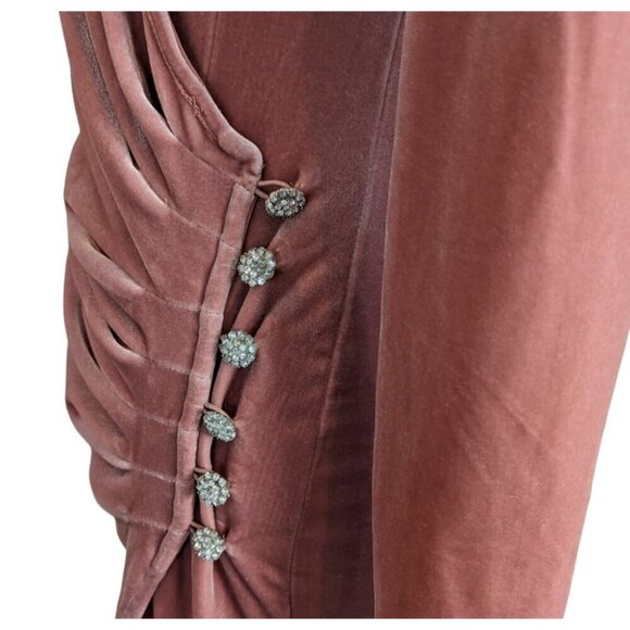 Topshop Pink Velvet Rhinestone Button Mini Dress - Picture 6 of 7